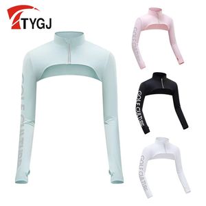 TTYGJ Golf d'été Golf de châle Suncreen Gants Gants de glace pour femmes à manches longues à manches solaires UV Vêtements de sport d'extérieur résistant aux UV 240417