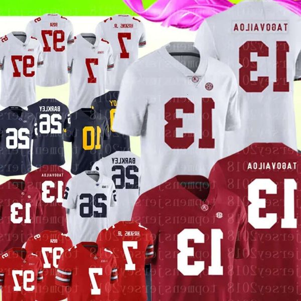 Tua 13 Tagovailoa Alabama Crimson Tide Jersey Hommes Rouge Blanc Maillots de football universitaire 7 Dwayne Haskins Jr 26 Saquon Barkley 89 66 s