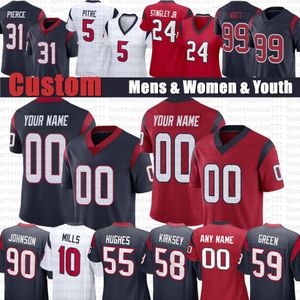 Bryce Young Jalen Pitre Dameon Pierce Maillots de football personnalisés Derek Stingley Jr Davis Mills John Metchie Kenyon Green Jerry Hughes Dalton Schultz Devin Singletary