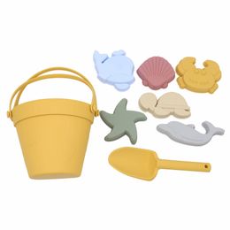 Tub Toys 8pcs Beach Baby Toys Children Silicone Beachtoys Outdoor Sand Bucket Toy Sand Digging Shovels Kits ouder-Child Interactivetoy