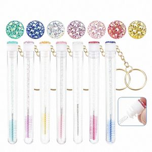 Tubo Eyel Brush con llavero dorado Glitter Mascara Wand para L Extensi Clear Micro Comb Ctainer herramienta de maquillaje r56P #