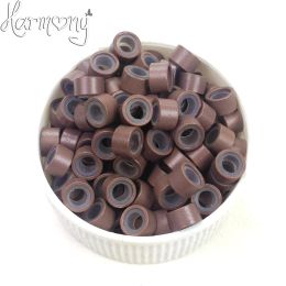 Tubes (1000 pièces 11 # couleur marron clair) 5.0mm, Micro anneau en aluminium, maillons doublés de Silicone, perles, accessoires d'outils