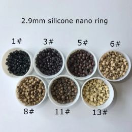 Tubes 3000pcs / lot 2,9 mm Black Silicone Nano Ring Micro Link Perles pour Nano Hair Extension