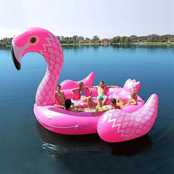 Tubos 67 Persona inflable gigante rosado flamingo float gran lago flotante flotable isla isla juguetes de agua piscina