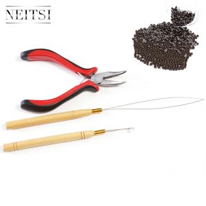 Buizen Neitsi 500 stks Nano Ringen Met Verwijderen Tang Trekken Naald Loop Threader voor Links Hair Extensions