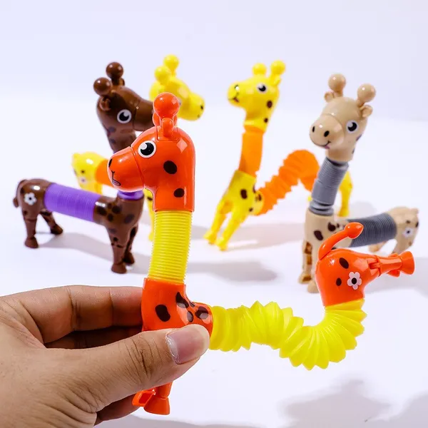 Tubes télescopiques girafe Fidget Toys licornes agneaux extensibles jouets anti-Stress sensoriels pour adultes filles cadeaux de fête d'anniversaire prix de classe