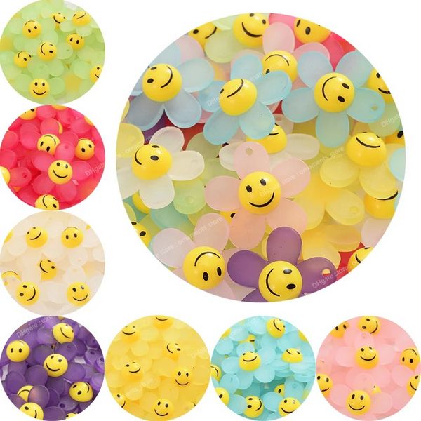 10 pièces/lot de perles acryliques en forme de fleur mignonnes, perles d'espacement en vrac pour la fabrication de bijoux, accessoires de pendentif de collier de Bracelet à faire soi-même, bijoux à la mode, perles de fleur