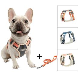 Tuff hound nylon hond harnas geen pull veiligheid harnas hond franse bulldog reflecterende verstelbare zachte puppy harnas vest hond leiband 201126