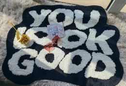 Palabras con mechones Matts Bundside Carpet Message de la alfombra del baño Almohadilla para el piso de los niños del dormitorio del dormitorio del hogar