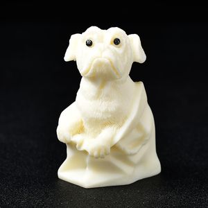 Tugua Nut Ivoire Mignon Chien Sculpture Chambre Décor Enfants Filles Cadeaux de Guérison Méditation