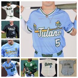 Maillot de baseball Tulane Green Wave entièrement cousu personnalisé pour hommes et femmes Reed Kellum Jackson Linn Chris Diaz Tayler Montiel Wes Burton Jacob Moore Trey Cehajic