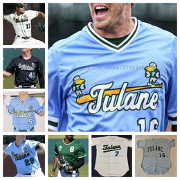 Maillot de baseball Tulane Green Wave entièrement cousu sur mesure pour hommes et femmes, James Agabedis Chris Diaz Tayler Montiel Wes Burton Jacob Moore Trey Cehajic Gavin Schulz