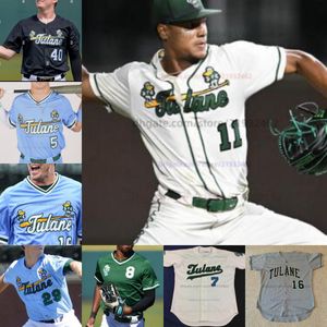 Camiseta de béisbol Tulane Green Wave, camisetas personalizadas para hombre y mujer, todas cosidas, Michael Lombardi, Tayler Montiel, Wes Burton, Jacob Moore, Trey Cehajic, Nathan Rose