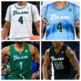 Tulane Green Wave Basketball Jersey NCAA Maillot cousu N'importe quel numéro de nom Hommes Femmes Jeunes Brodé Logan Stephens Sion James Gregg Glenn III Mier Panoam