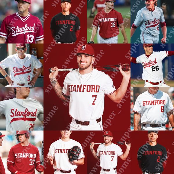 Maillot de baseball de Stanford, Brock Jones, Eddie Park Carter, Graham, Brendan, Kody, Huff, Beck, Adam Crampton, Braden, Montgomery, Jed Lowrie, Nico Hoerner, John Elway, Mike Mussina