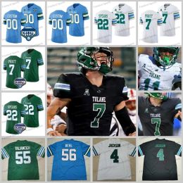 Tulane Green Wave Michael Pratt Maglie da calcio blu Tyjae Spears College Matt Forte Williams Clark Keys III Jackson Celestine Clayton Watt