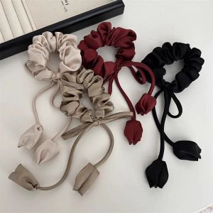 Tulp Design Haartouw Tulpenlint Grote Scrunchies Haarring Haaraccessoires Kwastje Elastisch Haarelastiek DIY Vintage Elegant