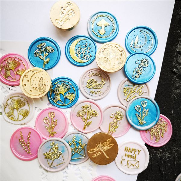 Tulip Flower Wax Seal Stamp Vintage Craft Scelco-Scell Timp à la tête pour les cartes Enveloppes Invitations de mariage Packaging Gift Packaging Scrapbooking