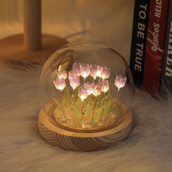 Tulipe Veilleuse À Piles Fleur Lampe De Table LED Veilleuse Lumière De Chevet Simulation Fleur Meubles Décoration pour La Maison Bureau Cadeaux