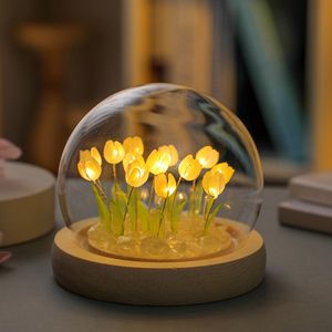 TULIP NACHT LICHT MULLIE MEUBEL Decoratie Simulatie Bloem Slaapkamer Tafellamp 9 tot 20 Bollen Glassbol Kinderen Girl Paar vrienden Geschenk sfeer Sfeer Bureau Ornament