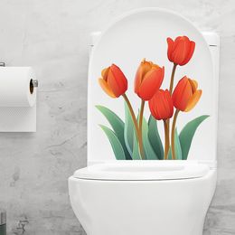 Autocollants de toilette Tulip WC Auto-adhésif Autocollant de salle de bain Sticker autocollant autocollant art mural pour salle de bain armoire