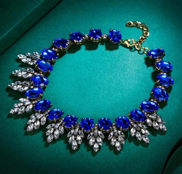 Tuliper Retro Leaf Cabecillo Declaración de Cristal Austriaco Drinestone Drop For Women Jewelry Gift Anniversary Chokers5503644
