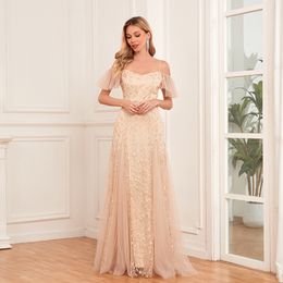 Tulle 2024 Gold Mermaid of the Bride Vestidos Bordado de bordado Madre de novios para la fiesta de bodas Vestido de noche formal de invitado Dios Mamá Celebrity Wear Mal