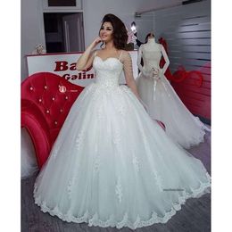 Tule baljurk jurken Sweetheart mouwen met parels Tassel Lace Appliques Wedding Bridal Troogs Custom Made 51 0510
