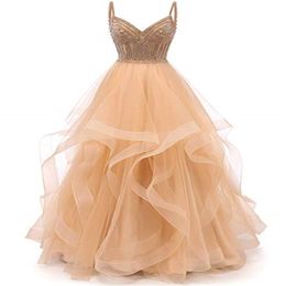 Robes de bal en perle en cristal tulle