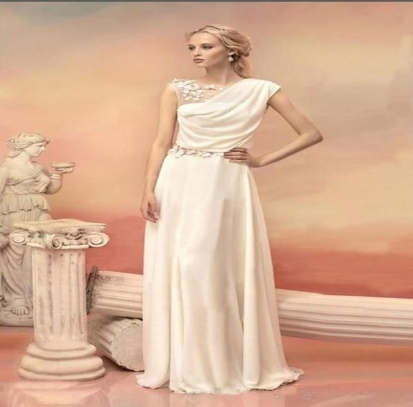 Vestido formal de gasa con flores de tul 2019 Nuevos vestidos de fiesta de diosa griega Vestidos formales Vestidos de noche largos blancos Vestido De fiesta3468627