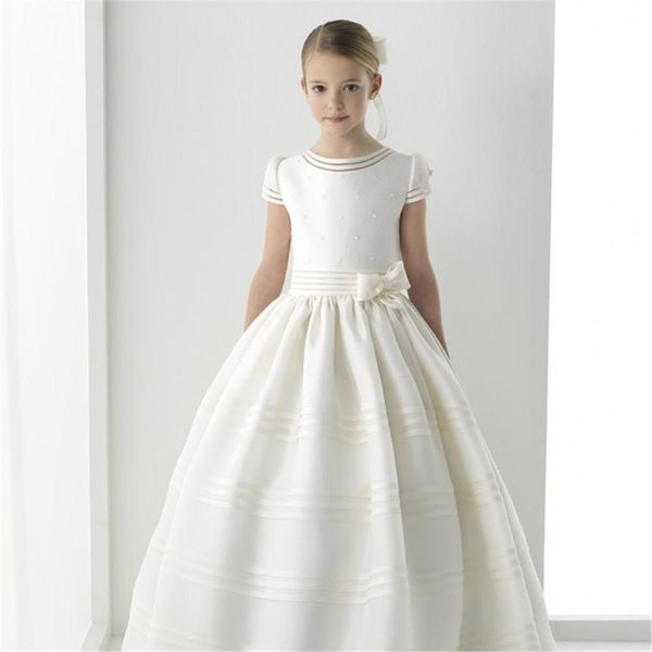 Tulle Flower Girl Pareant Robes avec des fleurs faits à la main 2021 NOUVEAU Bébé Girl Party Porter Princesse Première communion Robes