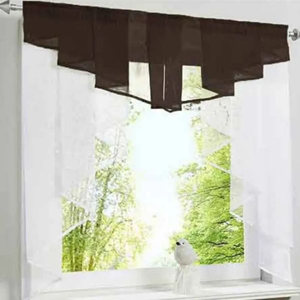 Curtain de cuisine en tulle pour le balcon de fenêtre Rome Design plissé blanc couleur verte pur verrouillage courte tulle rideau romain court
