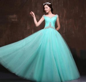 Tulle Prom Dresses 2019 Prom Ball Ball Gown Quinceanera Vestidos Crystal Beading Formal Party Dress 16 años Princess Prom Dress9476653