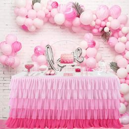 Jupe de table en tulle Tutu Nappe Vaisselle pour Baby Shower Décorations de fête d'anniversaire Banquet Mariage Maison Table de fête Fournitures 240315
