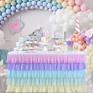 Tule Tafelrok Tutu Tafelkleed Servies voor Baby Douche Verjaardagsfeestje Decoraties Banket Bruiloft Thuis Leveringen 231225