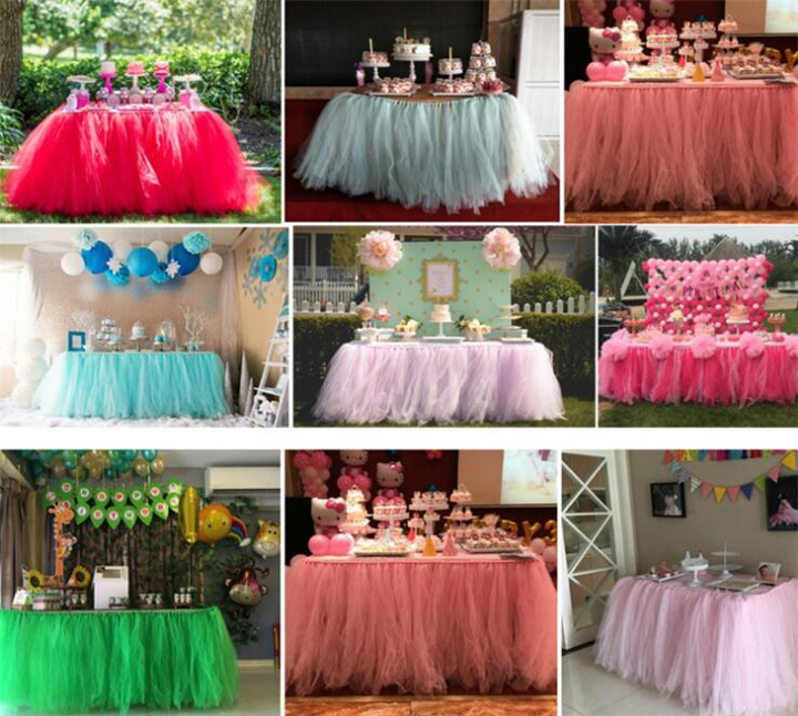 Tulle Tutu Table Skirt 38 Colors Wedding Birthday Party Sign-in Booth Lace Table Cover DIY Craft Home Textiles Decorations Free Shipping