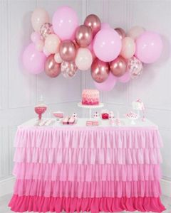 TULLE TUTU TAFEL ROK TABELKLEOT 5 TIERS GRADIENT POZE TACKWARE Decoratie Bruiloft Verjaardag Baby Shower Party Decoratie T2009011085081