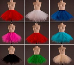 Tule Bruiloft Accessoires Petticoat Korte Slip Jurk Rode en Witte Tutu Gezwollen Rok Rockabilly Crinoline voor Girl4151886