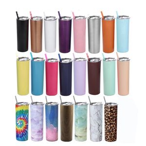 Tumbler Cups 20oz Rvs Skinny Tumblers met Deksels Geïsoleerde Vacuüm Auto Rechte Cup Koffie Mokken Waterfles YY124-ZWL652