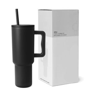 Gobelet avec poignée et couvercle en paille pour hommes et femmes, tasse isolée, bouteille d'eau réutilisable en acier inoxydable, cadeaux de vacances 40 oz 240129