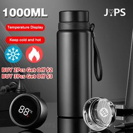 Tumblers 1000 ML Smart Thermosfles Koud Houden en Temperatuur Display Intelligent voor Water Thee Koffie Thermosflessen 230725