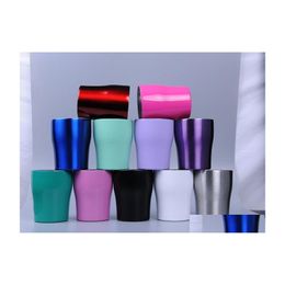 Gobelets 10 oz Mticolor Curve Tumbler Tasse incurvée en acier inoxydable Tasse d'insation sous vide Garder le café au lait plus frais avec couvercle plat Drop Deliv Dhoeq