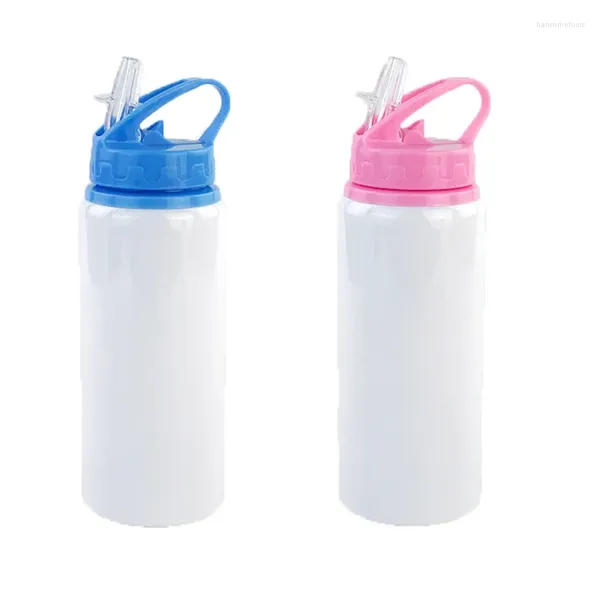 Tumblers 10 unids / lote 600 ml DIY Botella Sippy Taza de agua para niños con sublimación de paja Acero inoxidable Artículos para beber ecológicos para niños Regalo