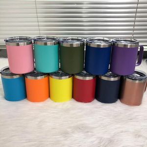 Tumblers 10 -stcs/lot roestvrij staal 12oz koffiemok met handvat koel houd isolatie vacuüm kolf huishouden drink melkwaterbeker drinken melk water