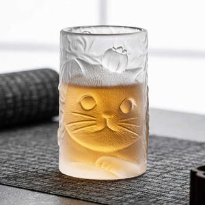 Tumblers 120 ml schattige kat Persimmon Glazetea Cup Huishouden Glas Drinktheetheet Creative Persoonlijke special Kung Fu Master Cups Nieuw H240425