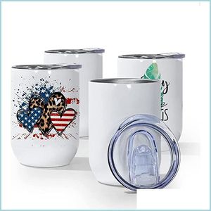 Tumblers 12oz witte spaties sublimatie wijn tuimelaar roestvrij staal dubbele wand thermos aanpassing met deksel milieuvriendelijke mokken voor cadeau dhawo