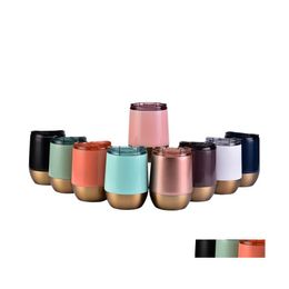 Tumblers 13oz eierbekers met deksels waterflessen 304 roestvrijstalen wijn tuimelaar Rose Gold Thermos Coffee Beer Mocs Wll888 Drop Deliv Dh510