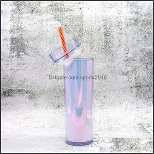 Vasos Vaso de acrílico de 16 oz Vaso de plástico transparente insado de doble pared con tapa y artículos para beber reutilizables St para fiesta V01 130 G2 Drop Del Dhtw7