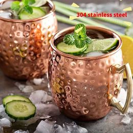 Gobelers 1pc 18oz 304 Cocktail en acier inoxydable Mug Moscou Mule Copper Beer Cup Caxe de cuisine Cadeaux pour hommes H240506