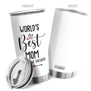 Gobelers 1pc 20oz de fête des mères-cadeau en acier inoxydable gobelet avec maman de couvercle à double mur à double tasse à café isolée